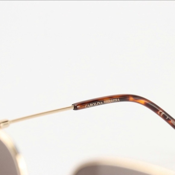 Carolina Herrera Square Oversized Metal‎ Sunglasses CH0035S J5GHA Gold Brown NIB - Picture 8 of 10